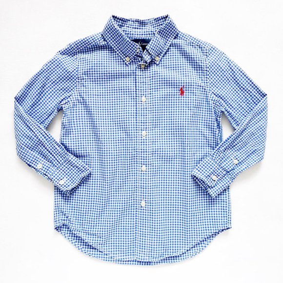 Ralph Lauren Other - RALPH LAUREN Long Sleeved Blue & White Gingham Button Down/Up Shirt Boys Size 5